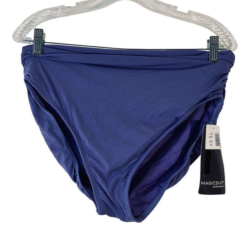 Magicsuit by Miraclesuit Purple High Waist Tummy Control Bikini Bottoms 16 NEW